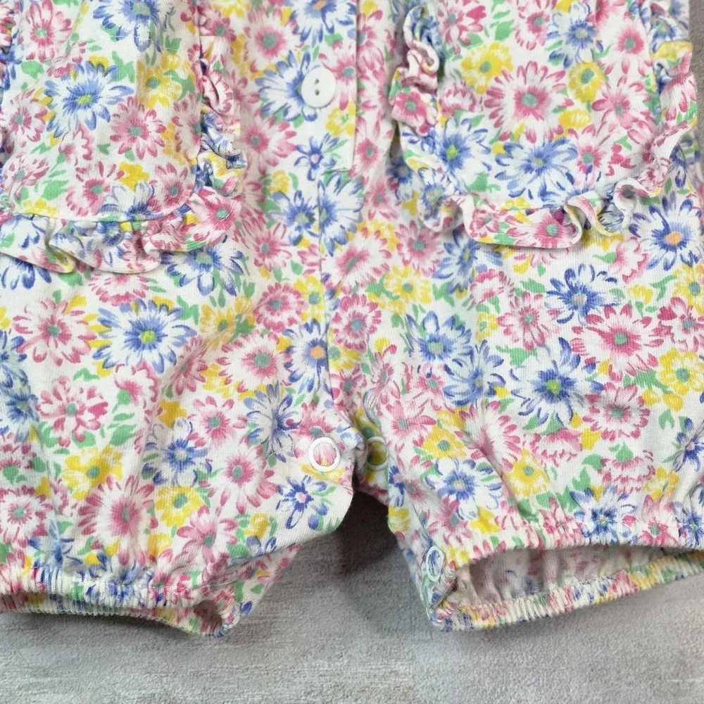 Vintage First Impressions Baby Girl Romper Ditsy Floral 3‐6MO Ruffle Pocket Snap